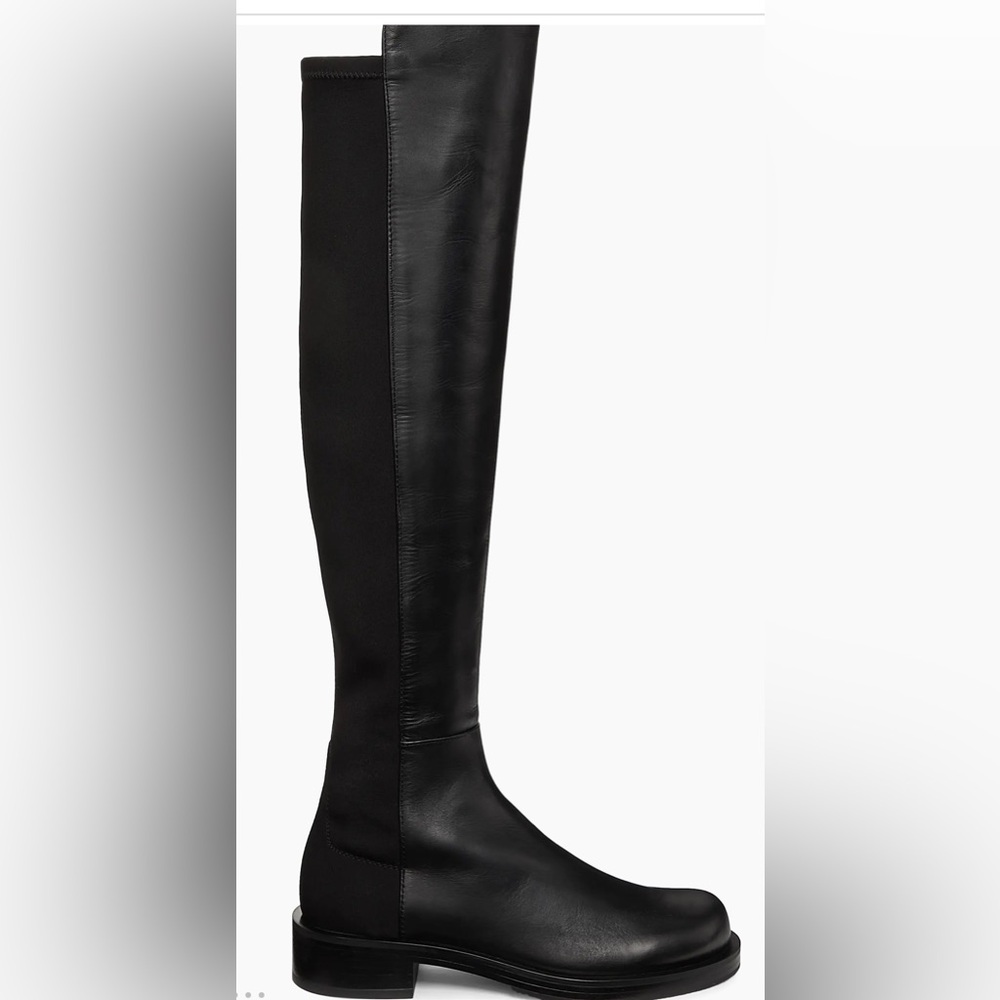 Stuart Weitzman Black Leather & Stretch Over-the-Knee Riding Boots